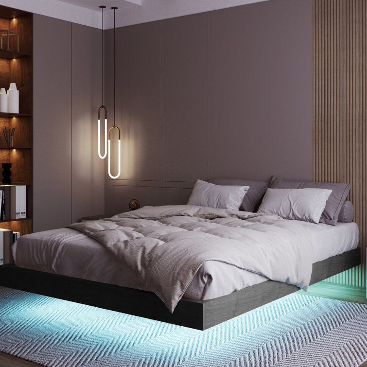 Floating led deals bed